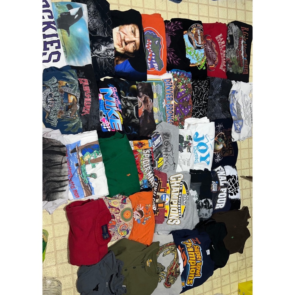 Men's Vintage Graphic T-Shirt Lot of 43 Harley Davidson Carhartt NASCAR Nike LG